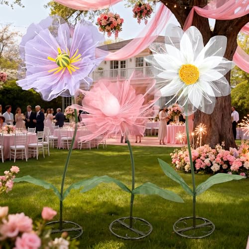 3 Pcs Multicolor Giant Flowers for Decoration with Standing (Multi Color / Classic)