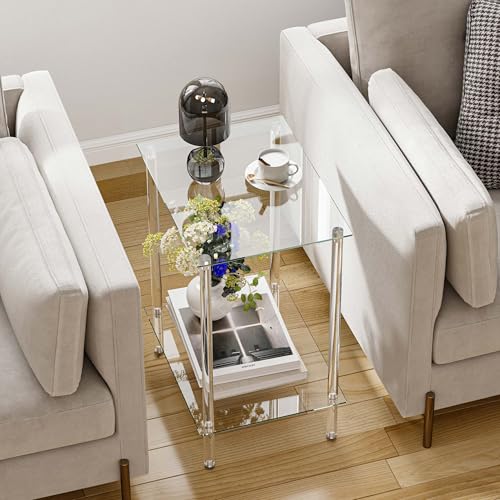 Tempered Glass Side Table (Transparent / 2 tier Normal)