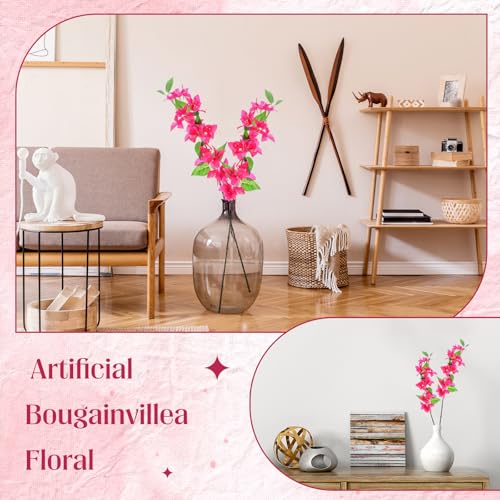 30 Pcs Fake Bougainvillea Bulk Silk Flower UV Resistant (Rose Red)
