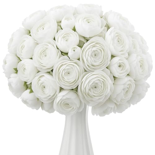 48 Pcs Ranunculus Artificial Flower (White)