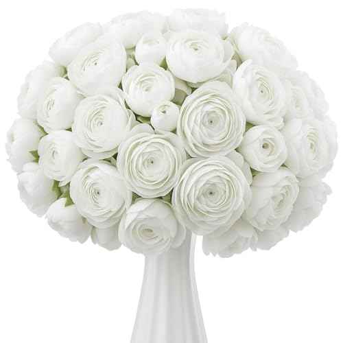 48 Pcs Ranunculus Artificial Flower (White)
