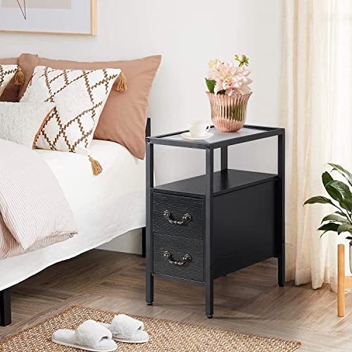 End Tables 24" Height Narrow Nightstands (Classic Black / Set of 2)