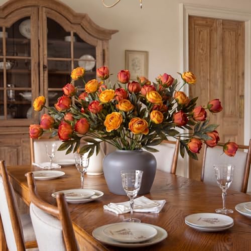Faux Silk Peony Artificial Flowers Stem for Vase (Autumn)