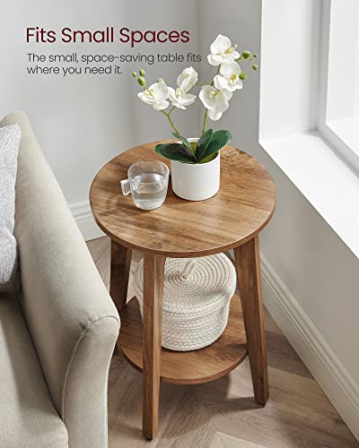 Round Side Table with Lower Shelf (Honey Brown / 1 pack)