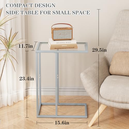End Table C Shaped Side Table for Sofa (Grey)