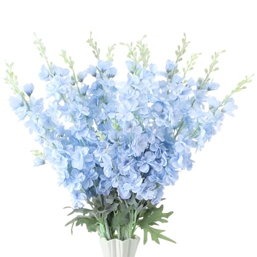 80 Pcs Blue Delphinium Artificial Flower Bulk (34.25" / Blue)