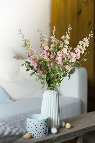 Artificial Delphinium Pink Flowers Combo Clematis Greenery 9 Pcs (Pink)