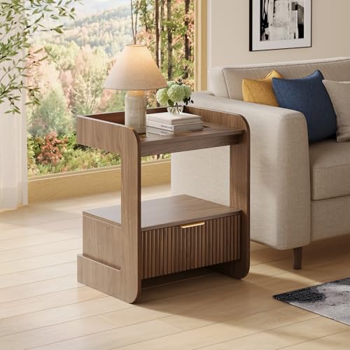 Fluted Nightstands Set of 2 (Walnut)