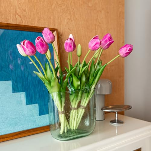 15pcs Artificial Tulips Flowers (15pcs Peachblow (No Vase))