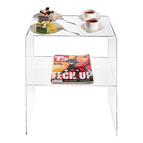 24 Inch Clear Acrylic Nightstand 2 Tier Side Table Display Shelf (2 Tier)