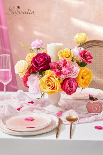 Hot Pink Yellow Artificial Flowers (Hot Pink and Yellow / 1 Box)