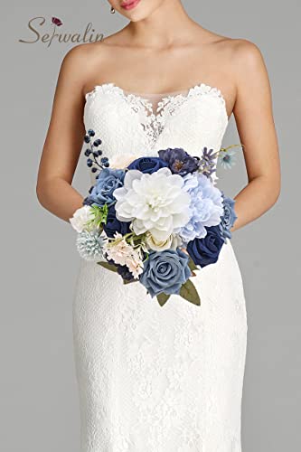Artificial Flowers Dusty Blue Flowers for Wedding Home Decor (Blue / 1 Box)