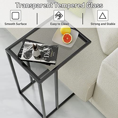 C Table Glass End Table (Black)