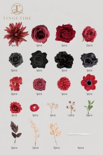 Gothic Wedding Artificial Flowers Combo (Gothic Black and Red)
