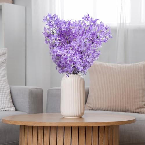 4PCS 38inch Lilac Artificial Flowers Purple Fake Delphinium Long Stem Silk Real Touch Flower Faux Lilac Floral Arrangement for Tall Vase Table Centerpieces Wedding Garden Home Decoration (38inch Purple / 4 Pcs)