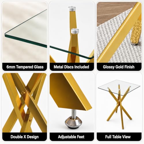 Glass Side Table Set of 2 (Gold)