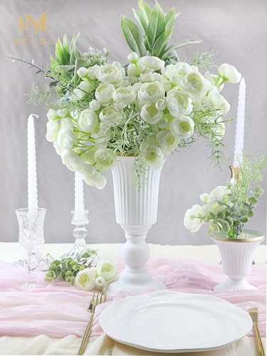 32Pcs Ivory White Ranunculus Artificial Flowers for DIY Home Wedding (Ivory White)