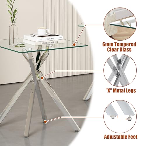Glass End Table Set of 2 (Silver)