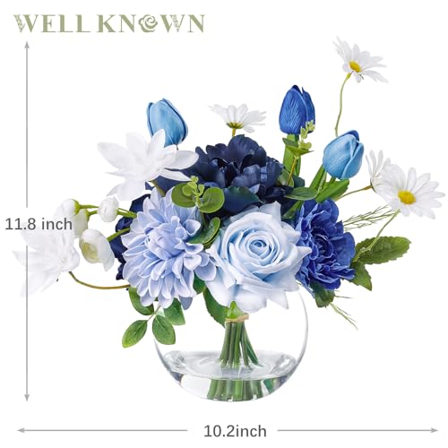 Artificial Flowers with Vase (Mixed Blue)