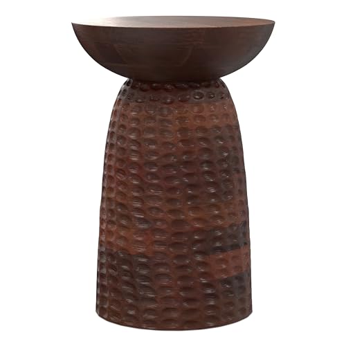 Boyd 16" Wide Solid Wood Round End Table in Warm Dark Brown (Warm Dark Brown / 16 inch)