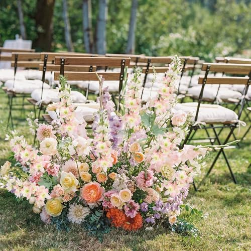 8PCS Pink Artificial Delphinium Flowers with Clematis Greenery Long Stem Artificial Flowers for Tall Vase for Home Wedding Floral Arrangement Centerpiece Table Decor (Flesh Pink)