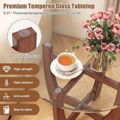 Glass End Table (Walnut)