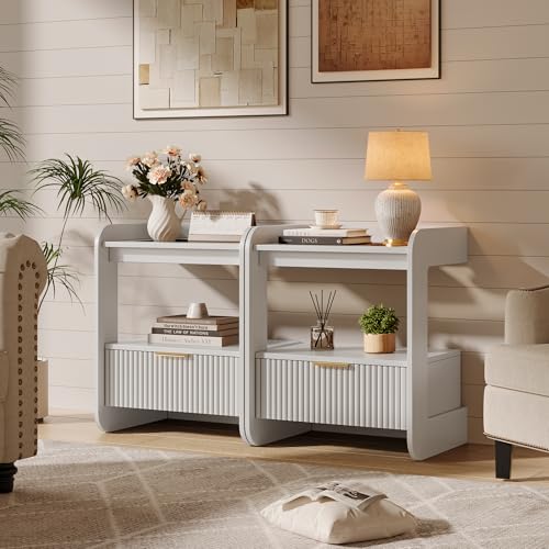 Fluted Nightstands Set of 2 (White)
