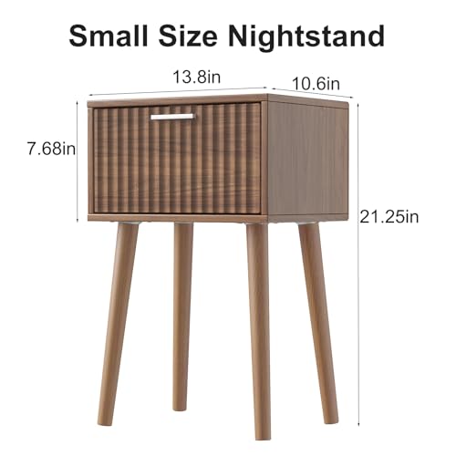 Nightstands Set of 2 (Rustic Brown / Fluted Style)