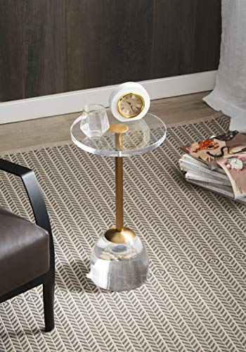 12‘’Clear Acrylic Side Table for Office (Brushed Brass +Clear)