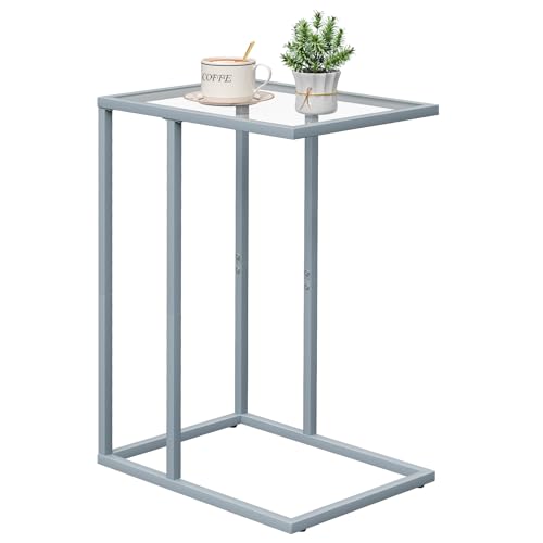 End Table C Shaped Side Table for Sofa (Grey)