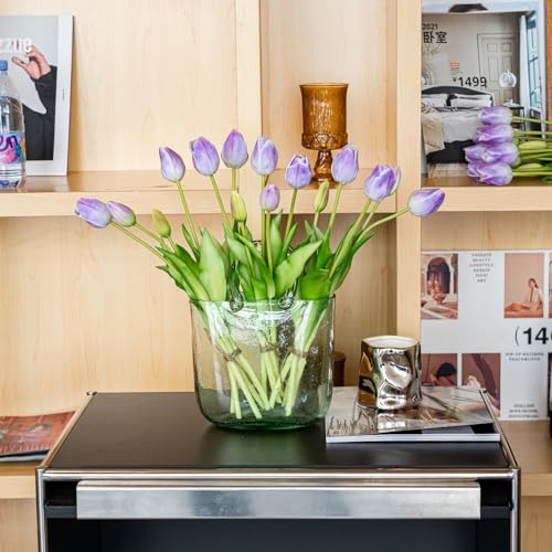 15pcs Artificial Tulips Flowers (15pcs Lavender (No Vase))