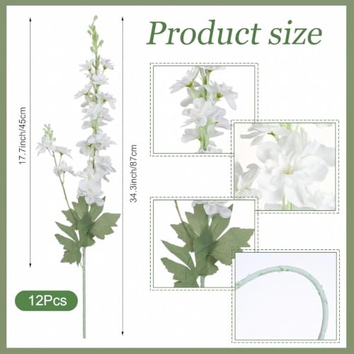 4 Pcs White Delphinium Artificial Flower Bulk (34.25" / White)