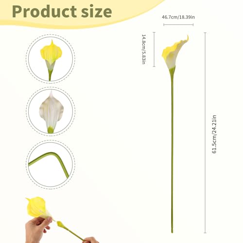 Yellow Calla Lily Artificial Flowers 25" Faux Calla Lillies (Yellow)