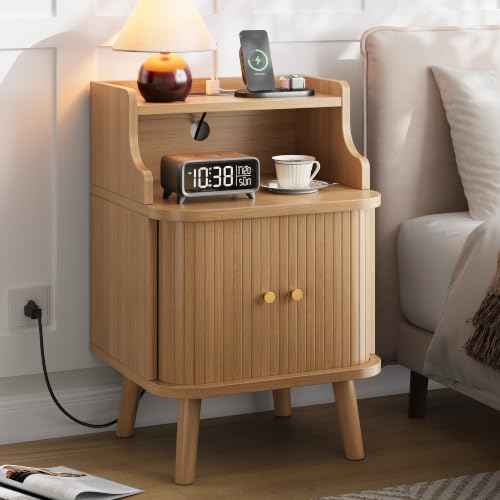 Mid Century Modern Nightstand (Oak / 1 PACK)