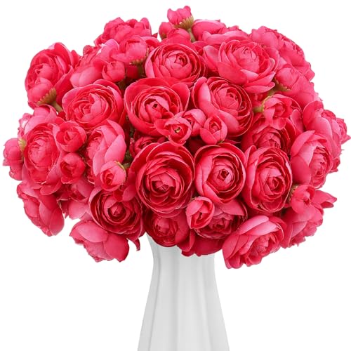 48 Pcs Ranunculus Artificial Flower (Hot Pink)