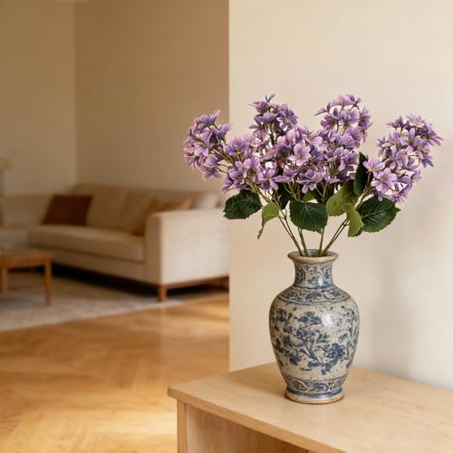 4PCS 29.2inch Lilac Artificial Flowers Purple Fake Delphinium Long Stem Silk Real Touch Flower Faux Lilac Floral Arrangement for Tall Vase Table Wedding Garden Home Decoration（Purple） (29.2inch Purple / 4 Pcs)