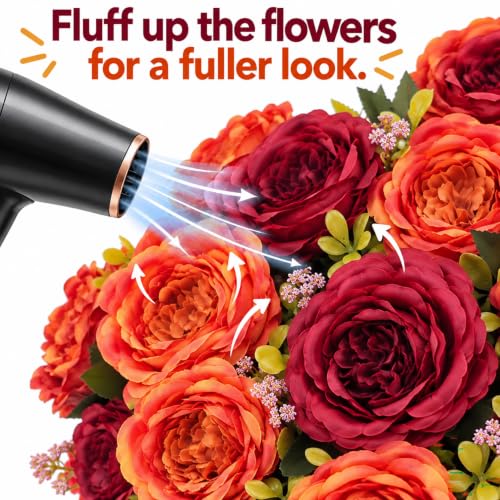 Fall Peonies Artificial Flowers 12 Bouquets (Autumn Colors)