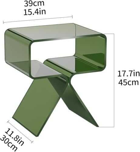 Acrylic Nightstand Bedside Side Table (Green)