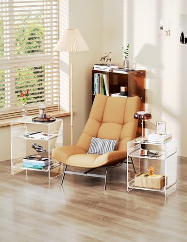 Acrylic Record Player Table with Storage Shelf (Clear / Large)