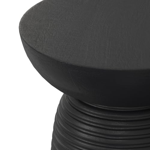 Boyd 13" Wide Solid Wood Round End Table in Black (Black / 13 inch)