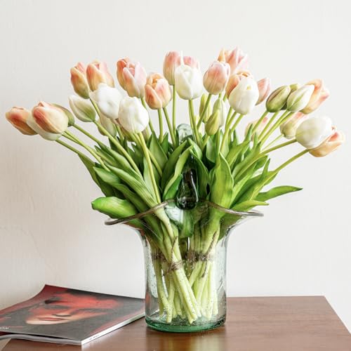 40pcs Artificial Tulips Flowers (40pcs Champagne Set (No Vase))