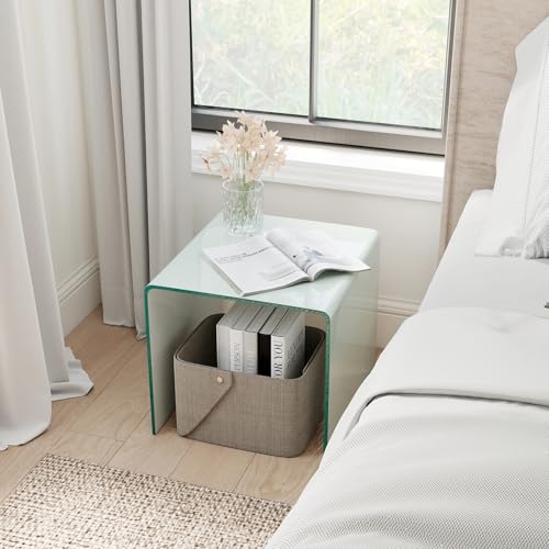 Tempered Glass Side Table (White)