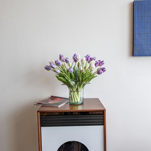 40pcs Artificial Tulips Flowers (40pcs Amethyst Set (No Vase))