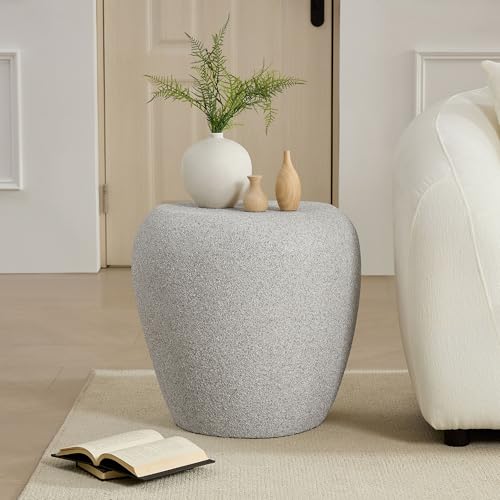 19" Fiberglass Irregular Matte End Table with Faux Rocks Design (Beige / 19"(Irregular))