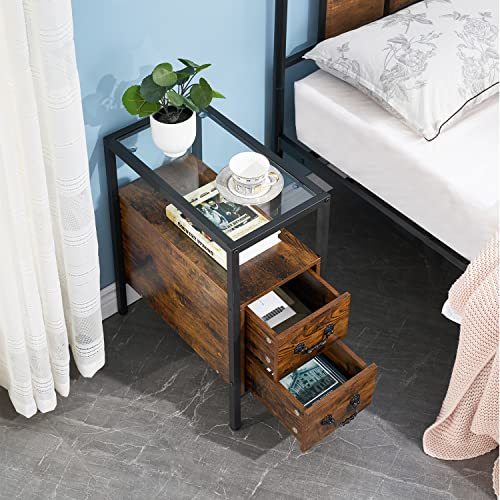 End Tables 24" Height Narrow Nightstands (Vintage Brown / Set of 1)