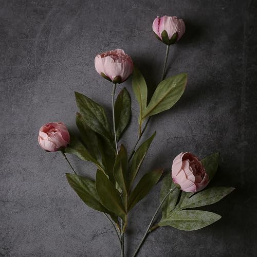 12 Pcs 27" Faux Silk Peony Artificial Flowers Stems for Vase (Blush Pink)