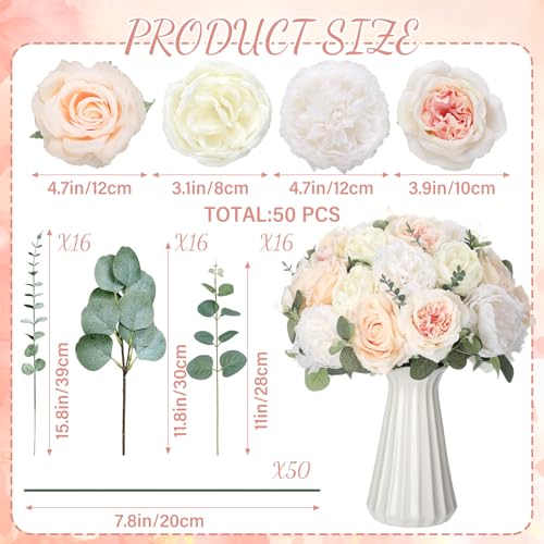 98pcs Artificial Flowers with Stems (Champagne Color)