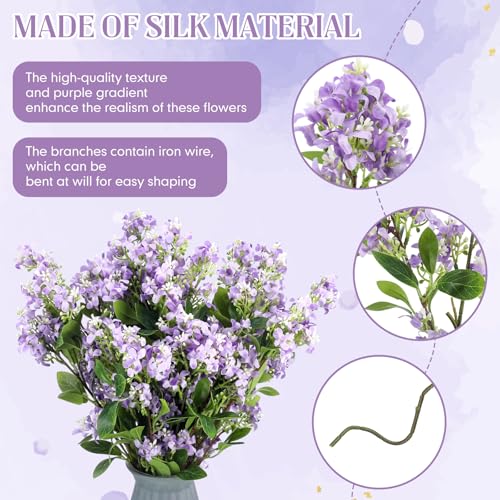 10 Pcs 30" Artificial Lilac Flowers Fake Delphinium Antirrhinum Stem Silk Artificial Flower Branch Floral Arrangement for Vase Centerpieces Wedding Bouquet Home (Purple)