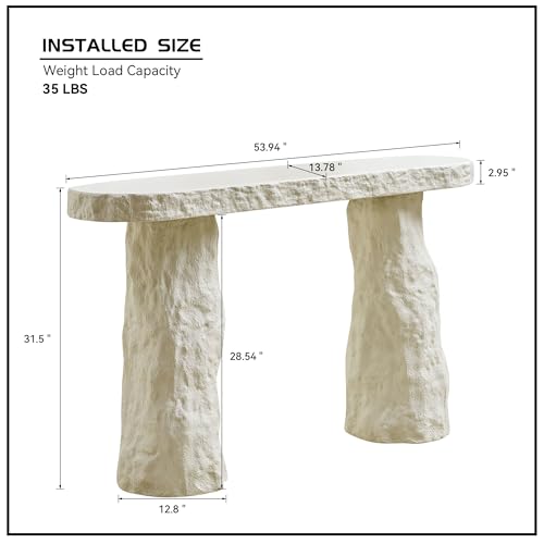 54" Rectangular Fiberglass Console Table with Matte Rocks Design (Beige / 54"(Rectangular))
