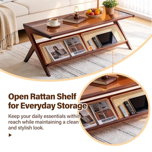 Brown Rattan Coffee Table (Coffee Table-brown)